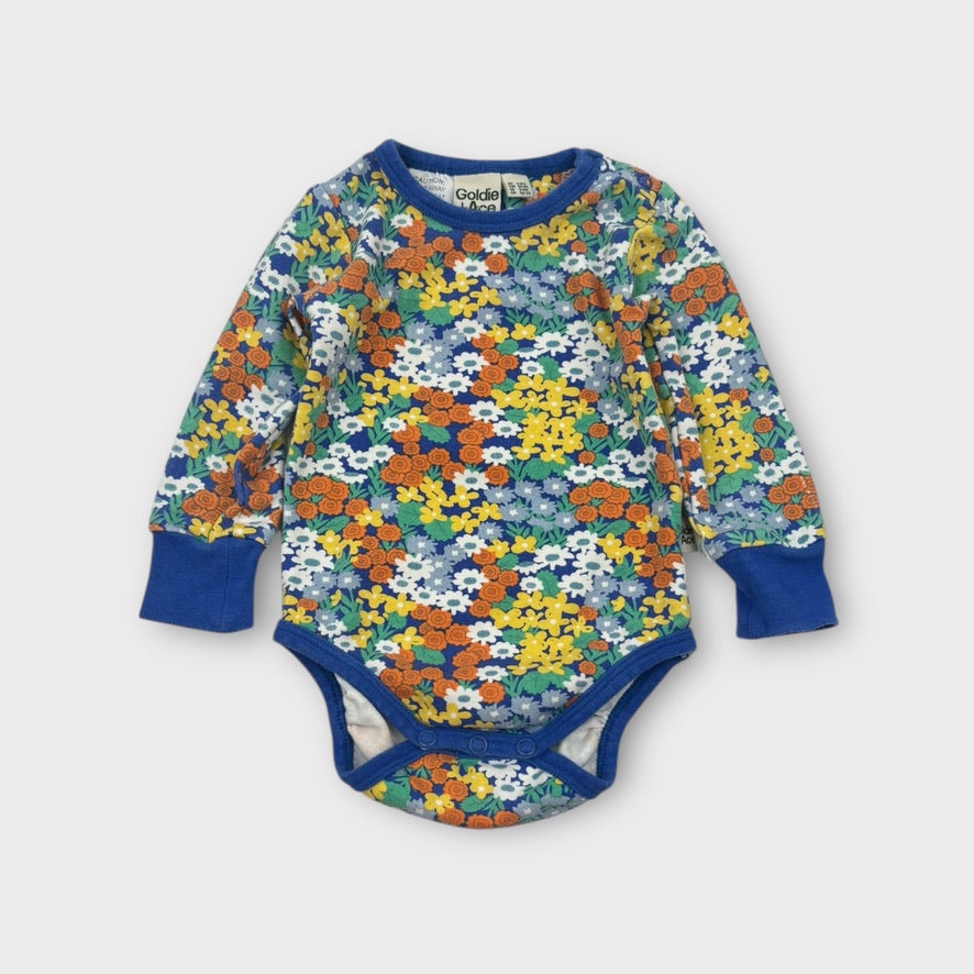 Goldie + Ace Blue Floral Bodysuit, Size 00