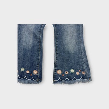 Floral Embroidered Jeans, Size 3