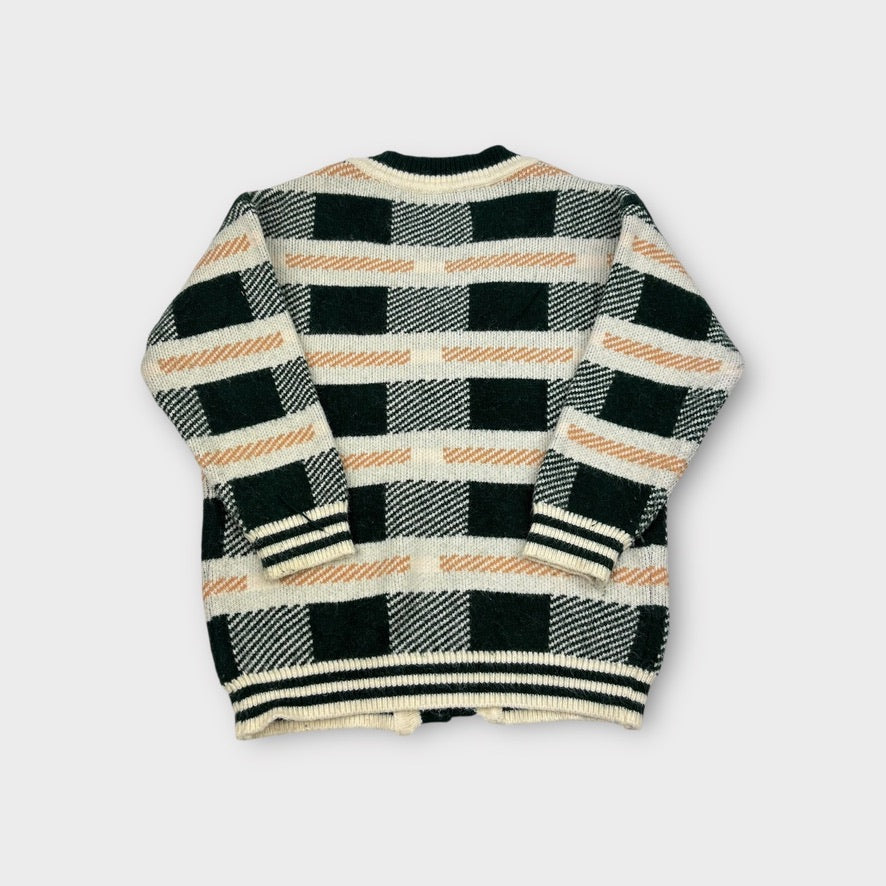 Checkered Knit Cardigan, Size 8