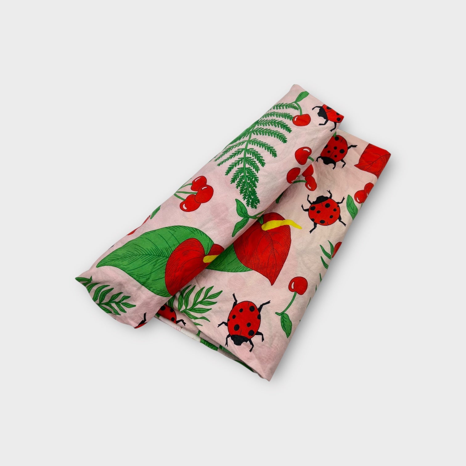 Pink Lady Bird Print Fitted Cot Sheet