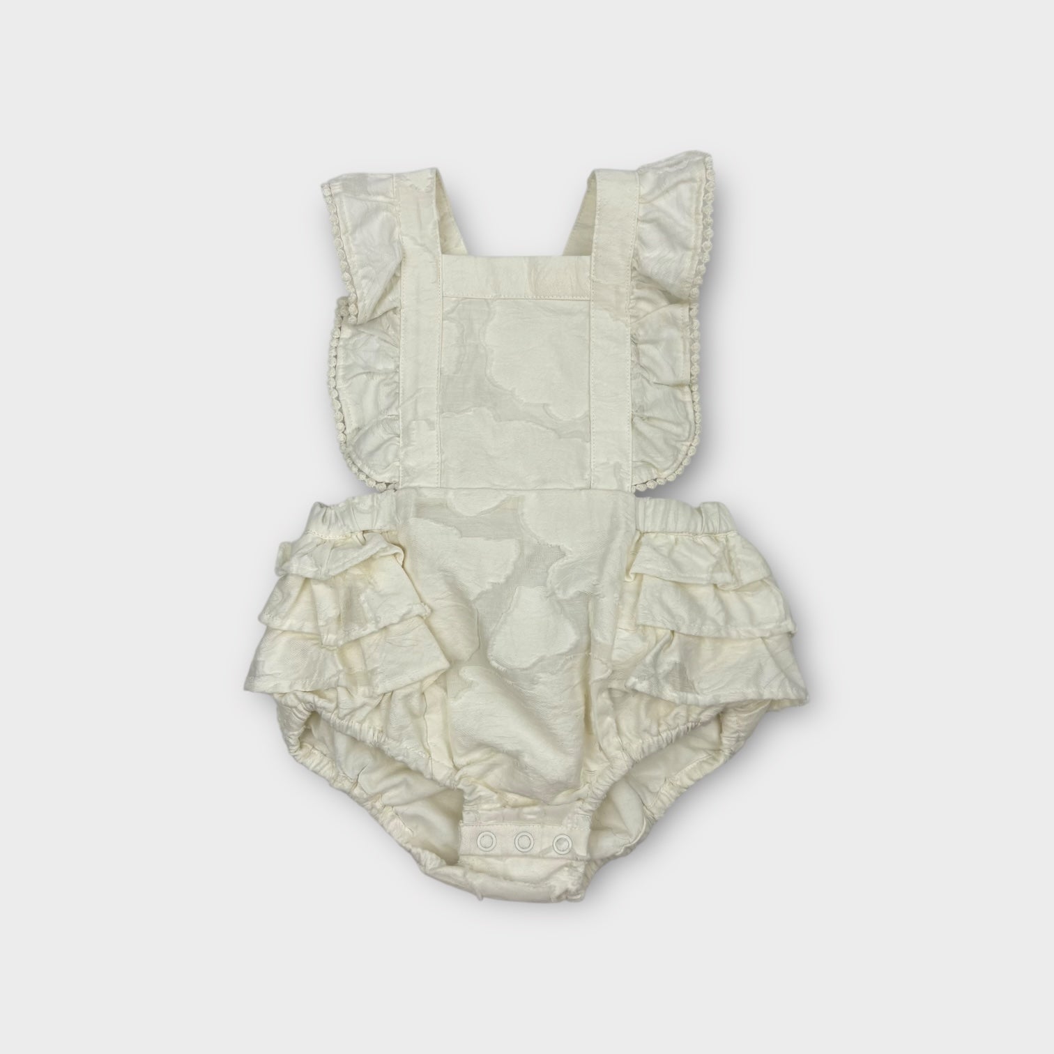 Country Road White Textured Frill Romper, Size 00