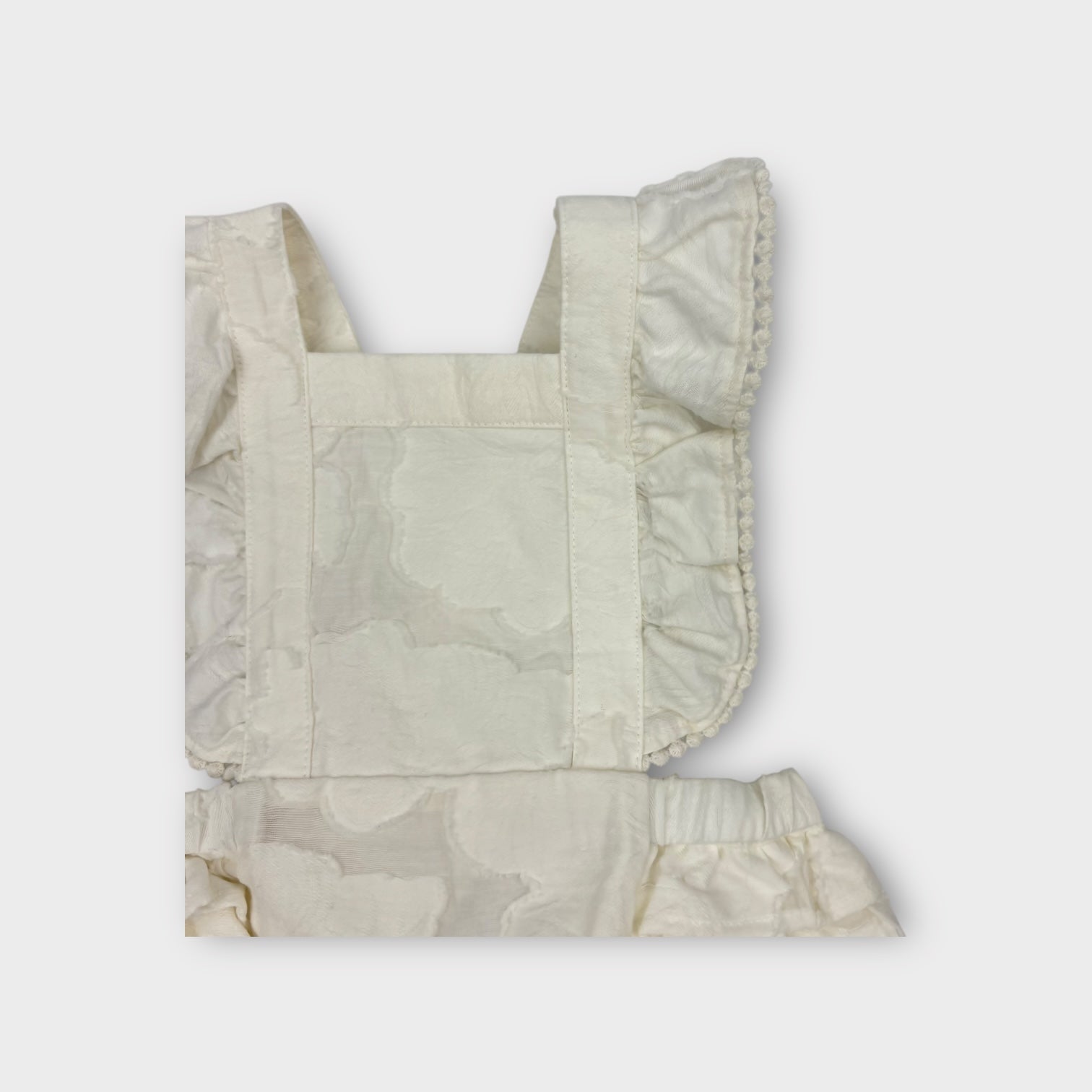 Country Road White Textured Frill Romper, Size 00