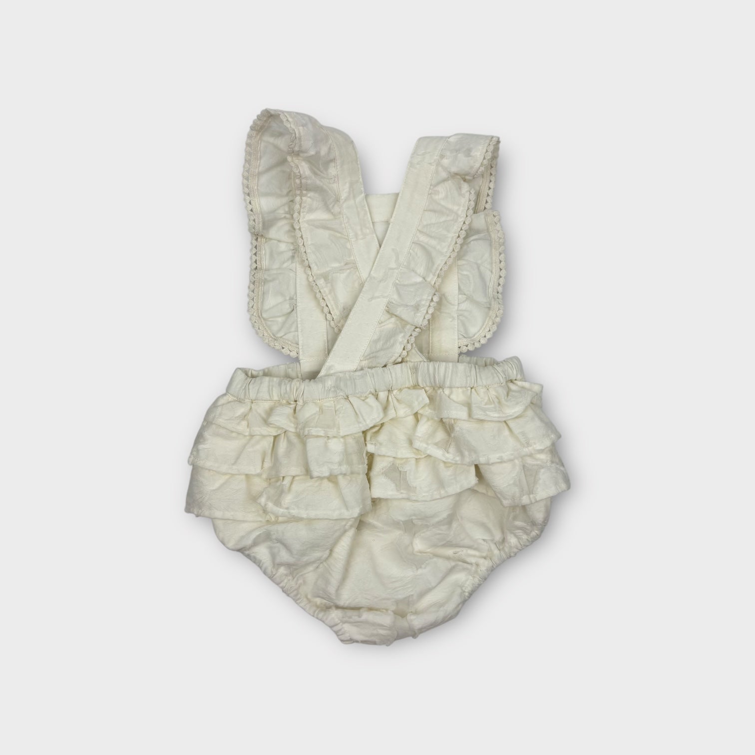 Country Road White Textured Frill Romper, Size 00