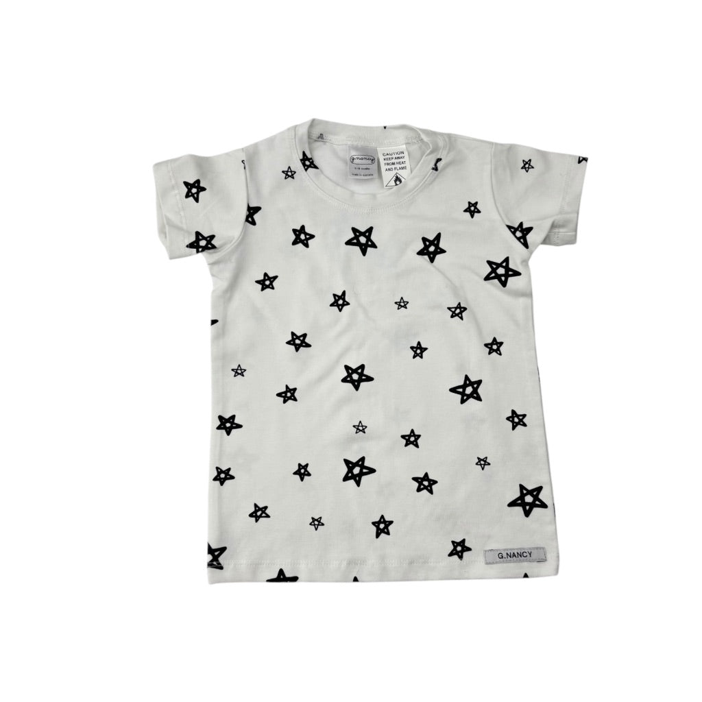 G Nancy White Star Print Pyjamas, Size 9-18 months