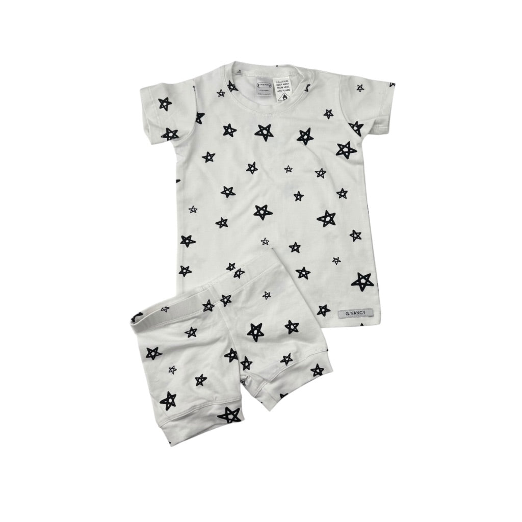 G Nancy White Star Print Pyjamas, Size 9-18 months
