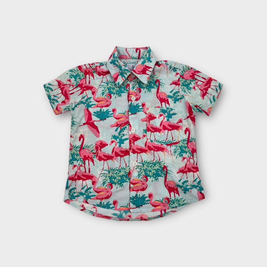 Bali Boat Shed Flamingo Shirt, Size 1
