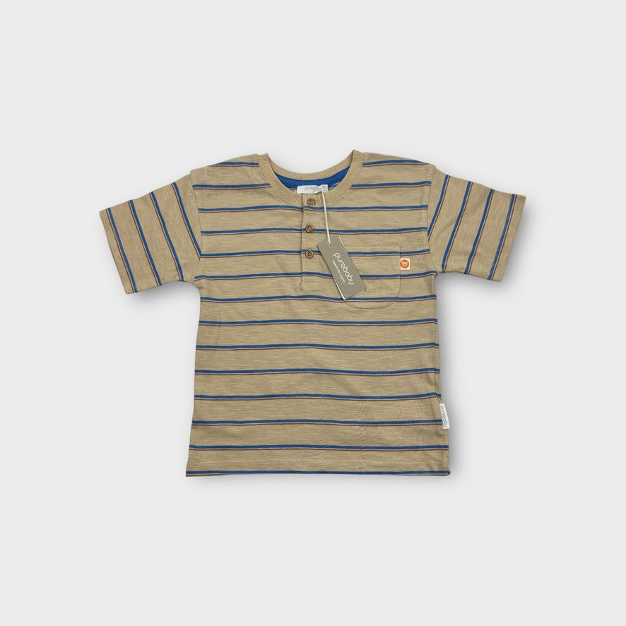 Purebaby Stripe Short Sleeve Top, Size 3