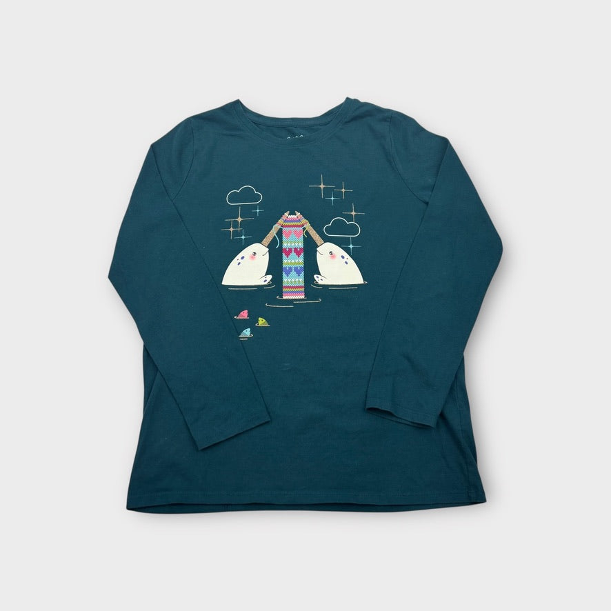 Cat & Jack Long Sleeve Narwhal Top, Size 10-12