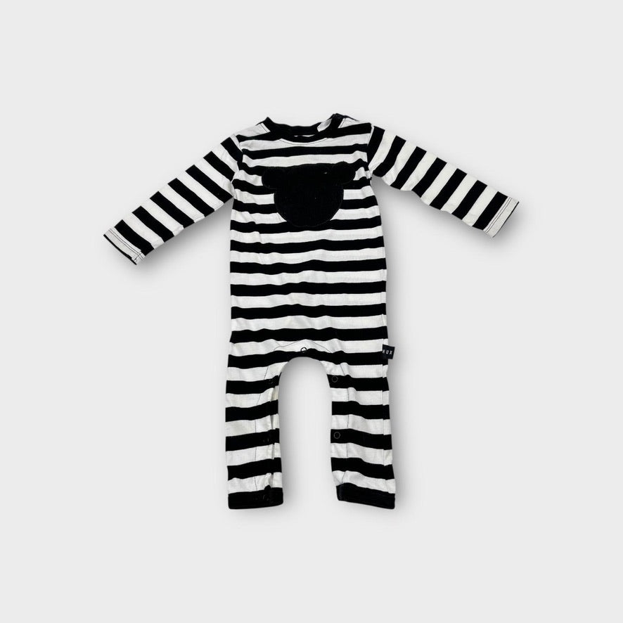 Huxbaby Stripe Bear Onesie, Size 1