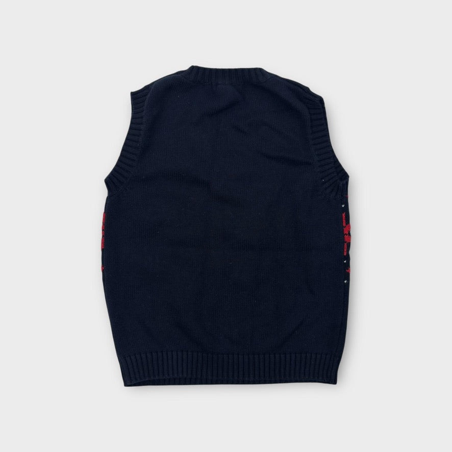 Guess Fair Isle Knitted Vest Navy, Size 7