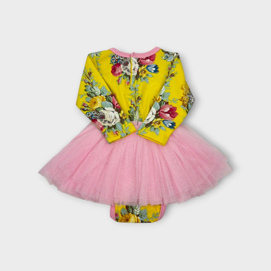 Rock Your Baby Yellow Floral Tulle Dress, Size 1