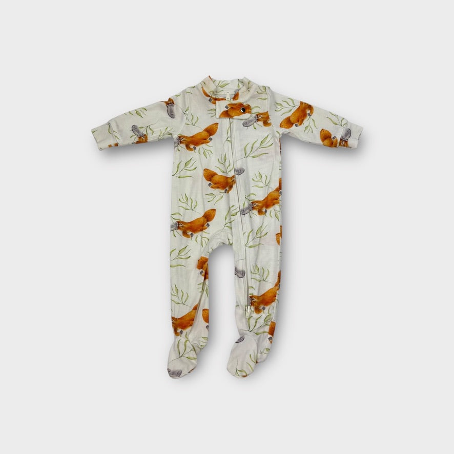 Botanical Baby Platypus Onesie, Size NB