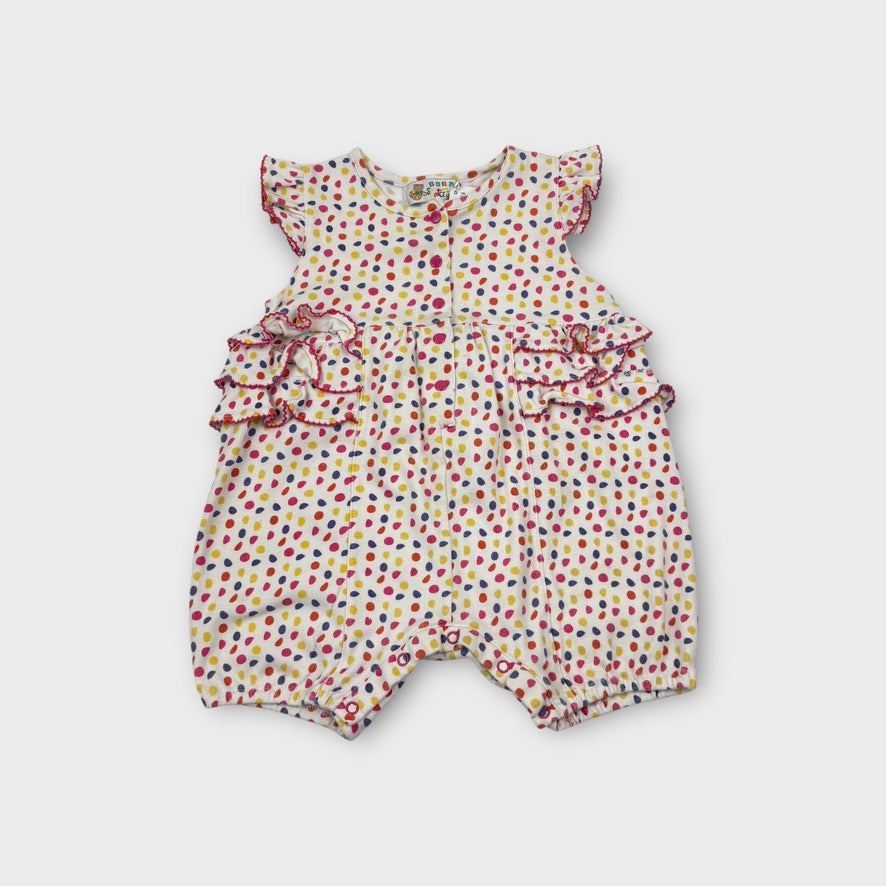 Vintage Polka Dot Frill Romper, Size 1