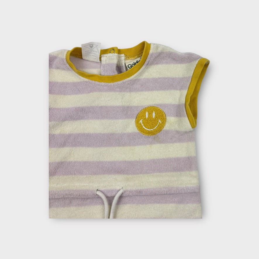 Goldie + Ace Terry Stripe Romper, Size 1