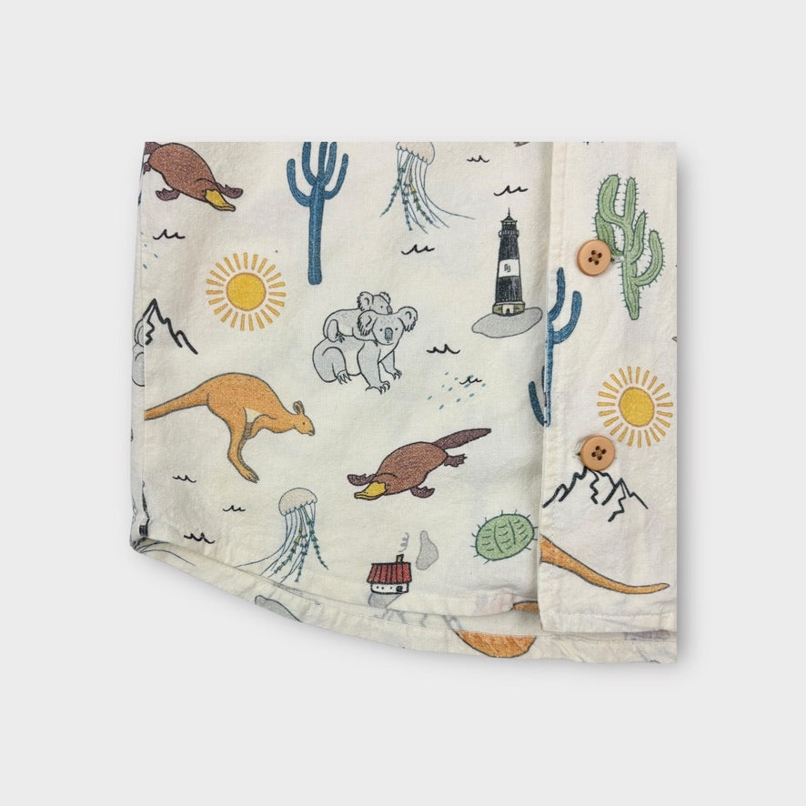 Rock Your Kid Australiana Print Shirt, Size 6