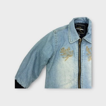 Rock Your Kid Denim Bomber Jacket, Size 2