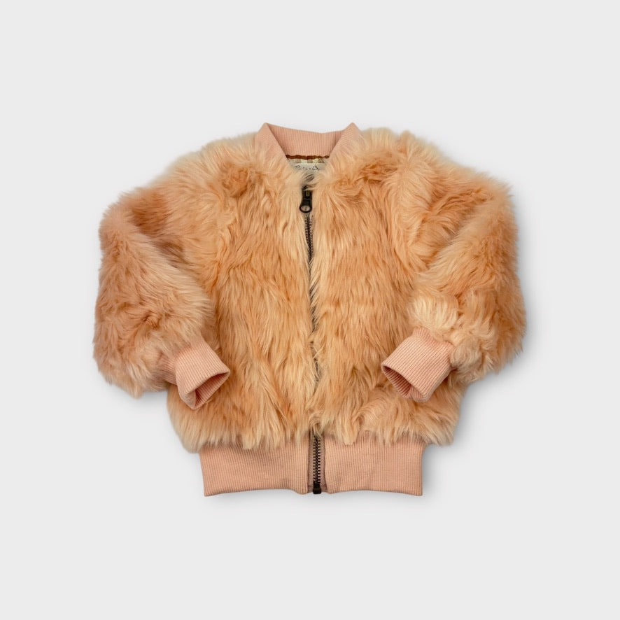 Rylee & Cru Pink Faux Fur Jacket, Size 0