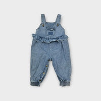 Blue Boppers Denim Ruffle Overalls, Size 0