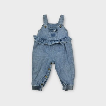 Blue Boppers Denim Ruffle Overalls, Size 0