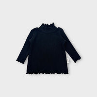 Soll the Label Ribbed Black Top, Size 000