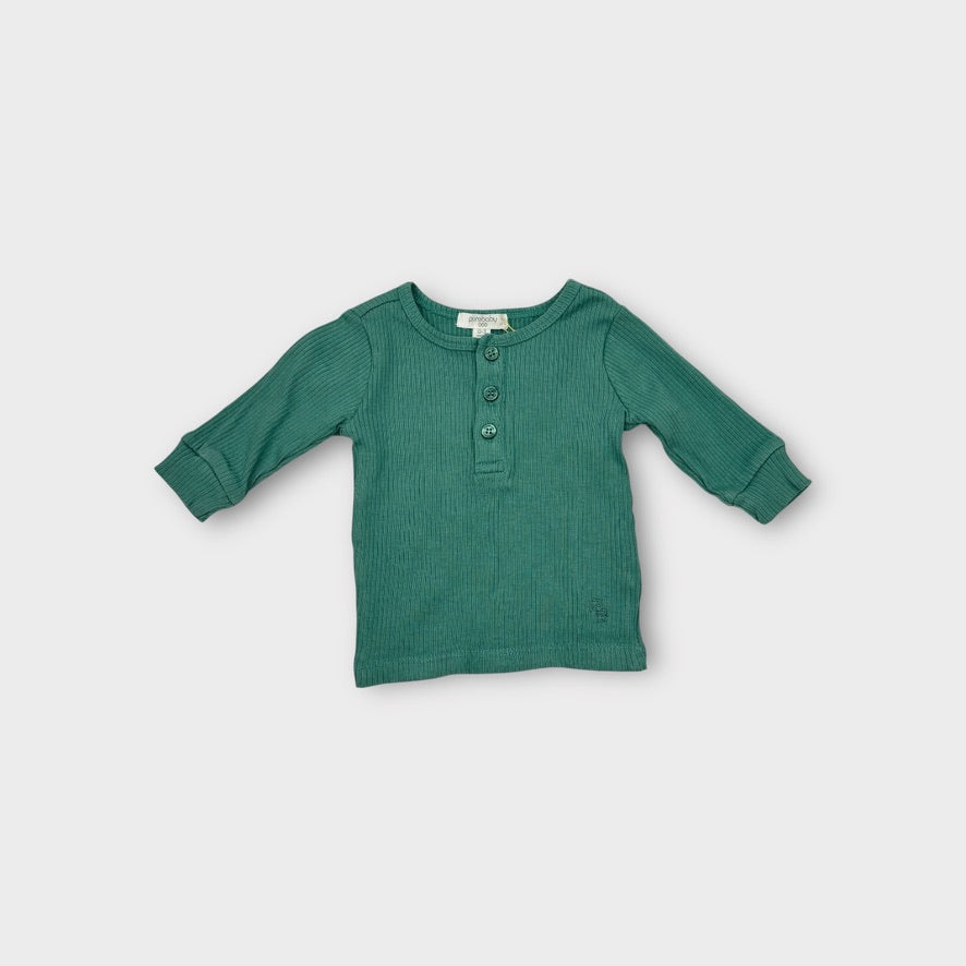 Purebaby Green Ribbed Top, Size 000