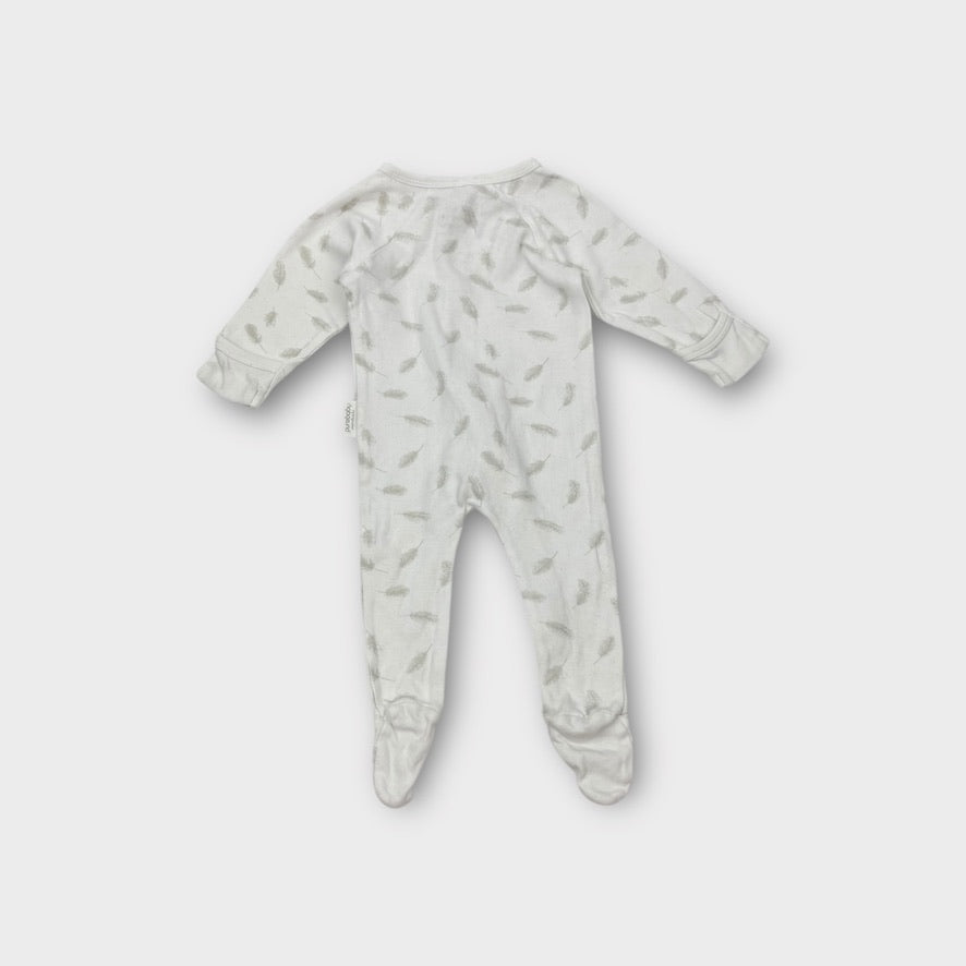 Purebaby White Feather Onesie, Size 000