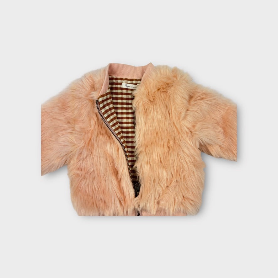 Rylee & Cru Pink Faux Fur Jacket, Size 0