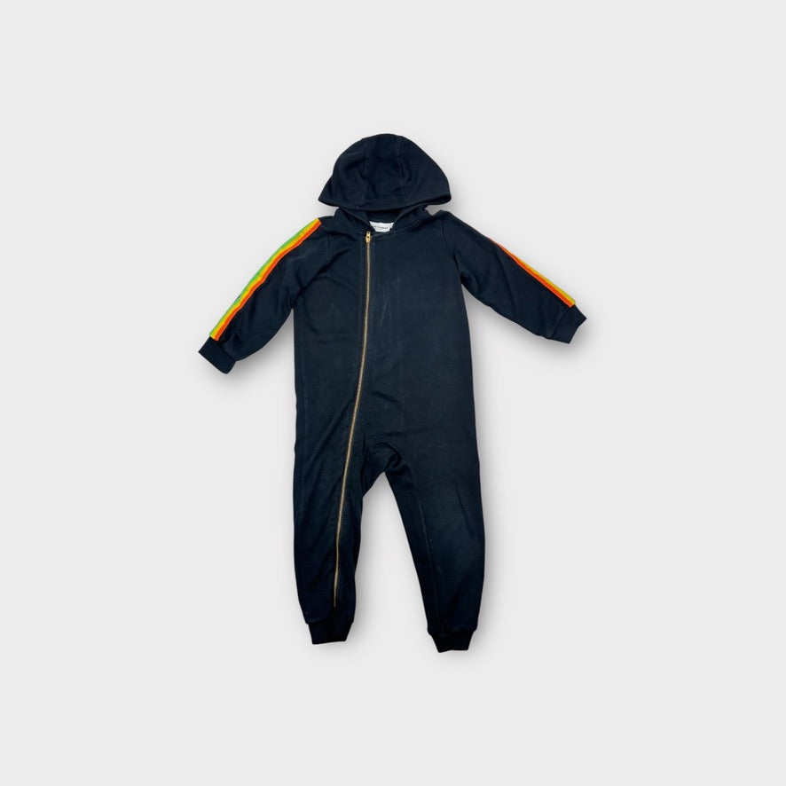 Mini Rodini Hooded Onesie, Size 2-4