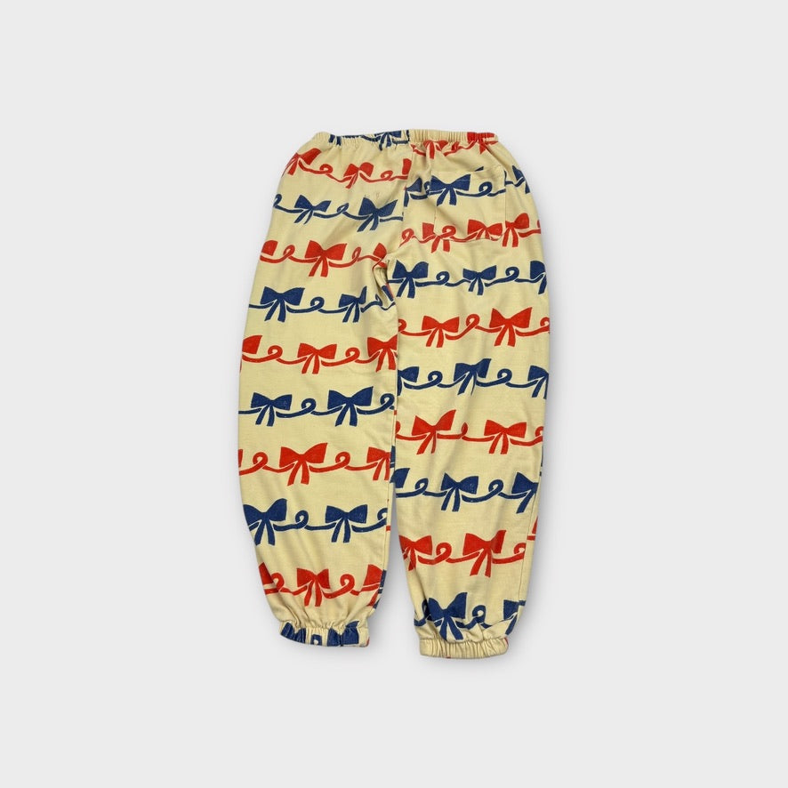 Bobo Choses Yellow Bow Sweatpants, Size 6-7