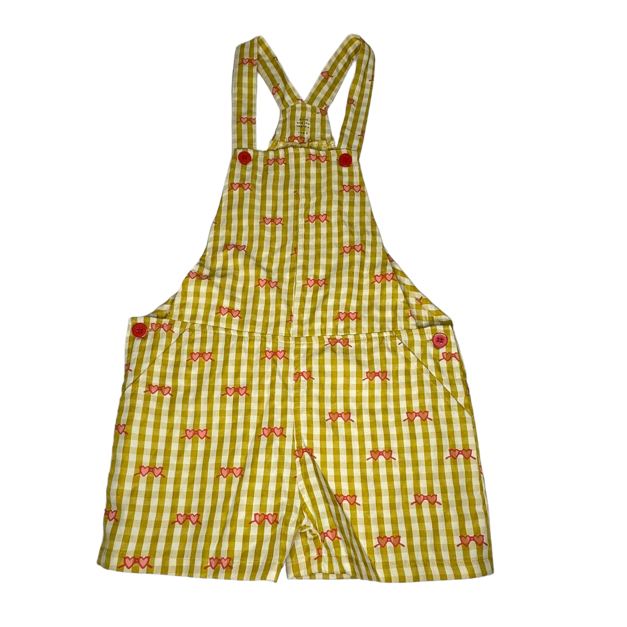 Olive and the Captain Gingham Check Short Overalls, Size 6