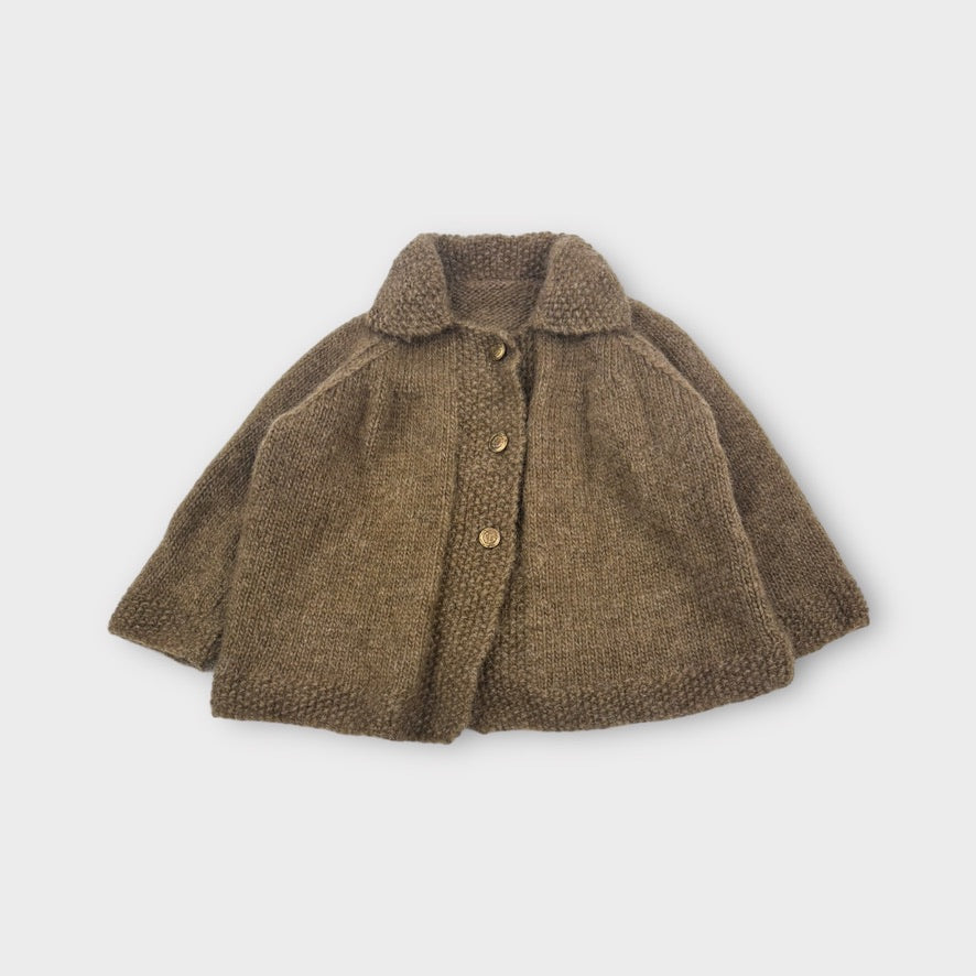 Handmade Brown Knit Cardigan, Size 3