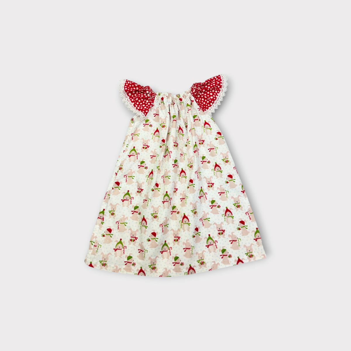 Christmas Bunny Flutter Sleeve Dress, Size 2-3