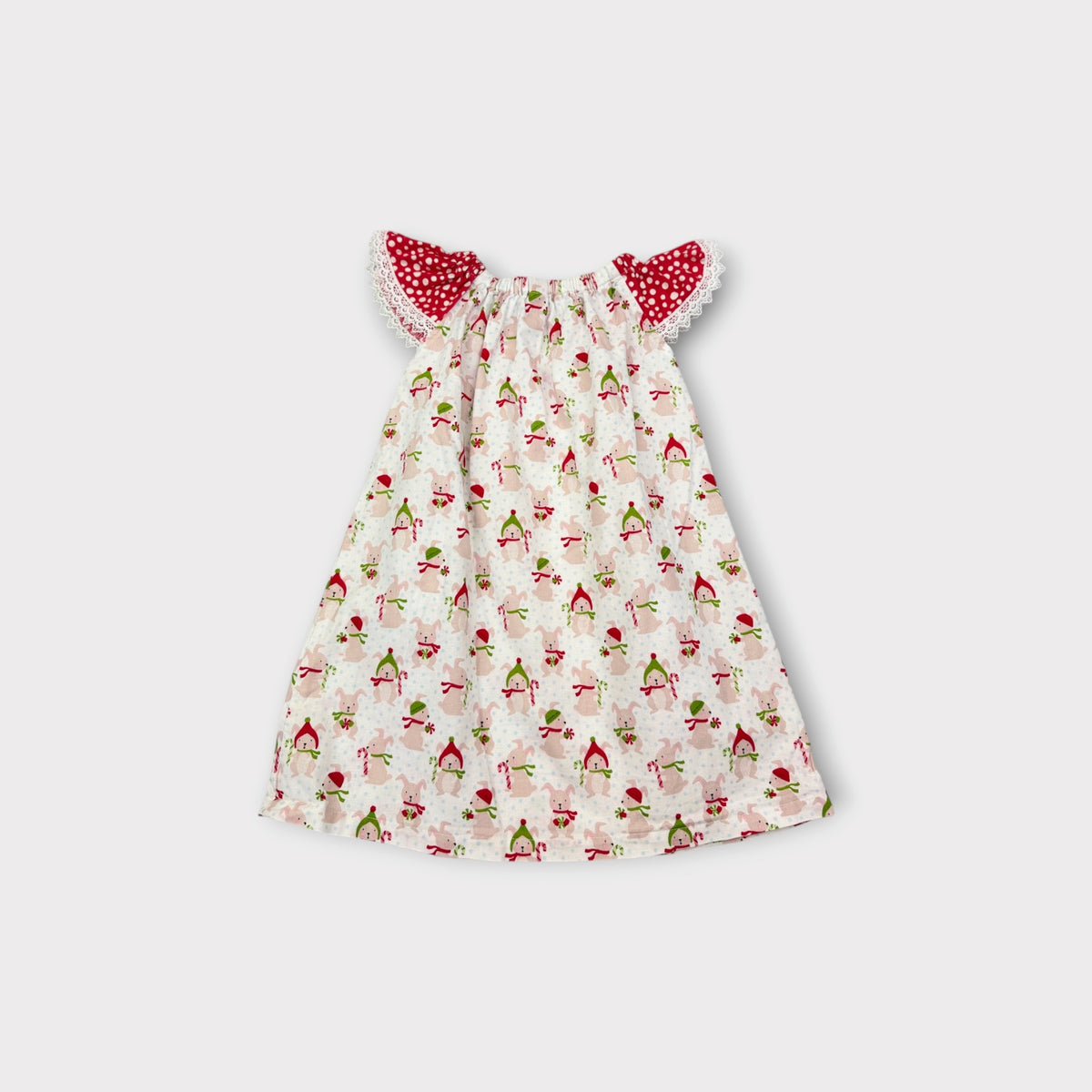 Christmas Bunny Flutter Sleeve Dress, Size 2-3