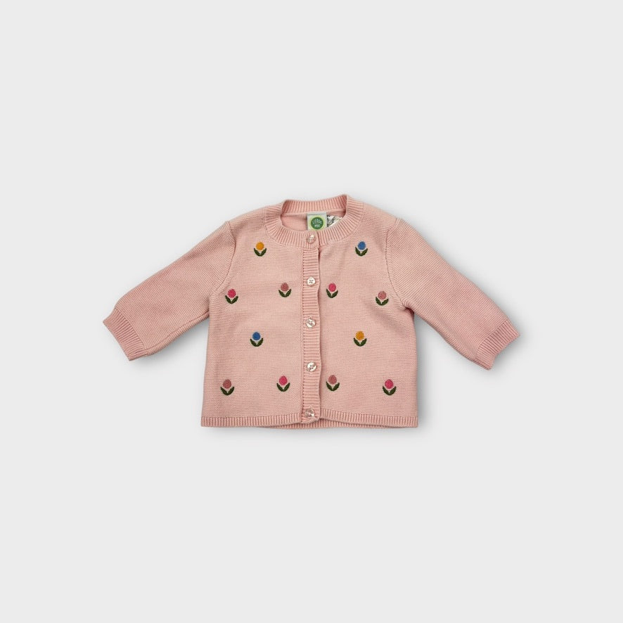 Little Me Flower Knit Cardigan, Size 000