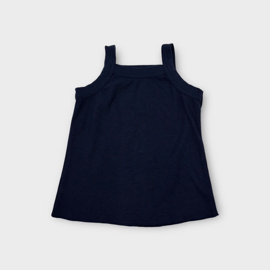 Navy Ribbed Singlet and Shorts Set, Size 4