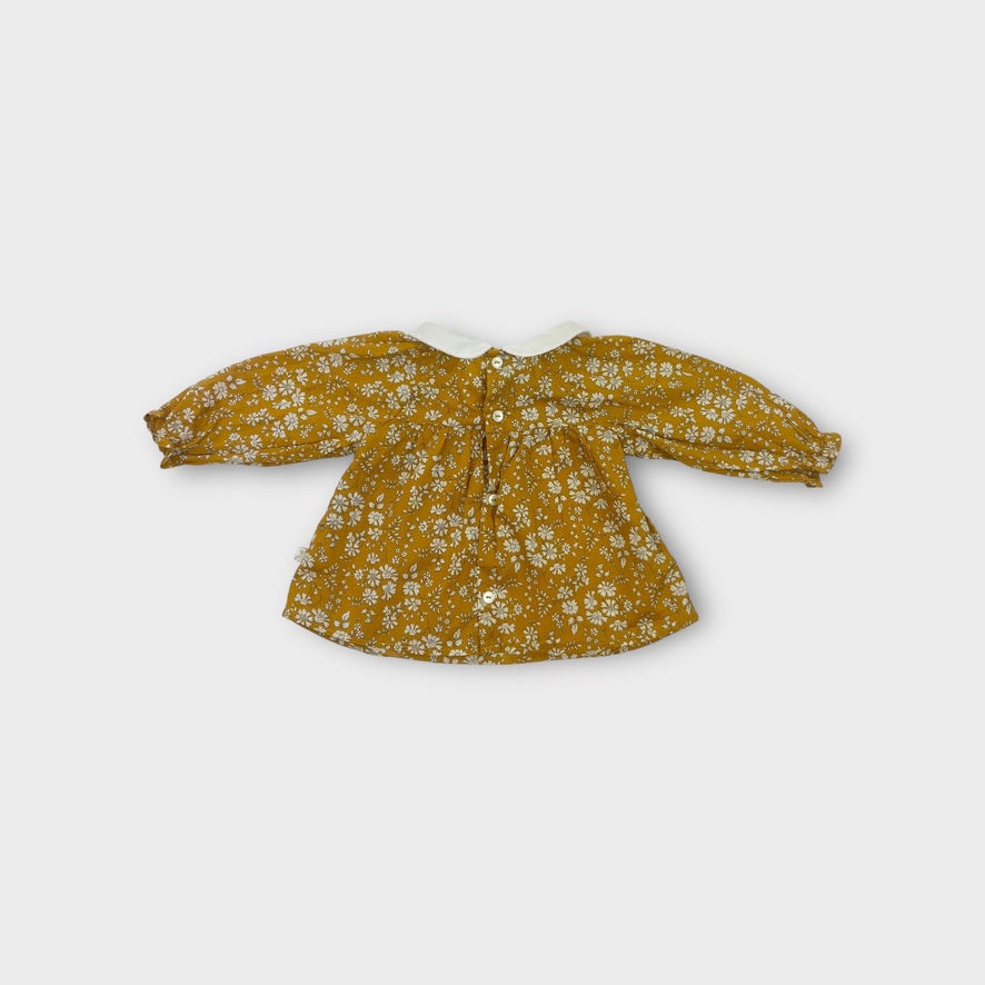 Jacadi Paris Mustard Floral Blouse, Size 0000
