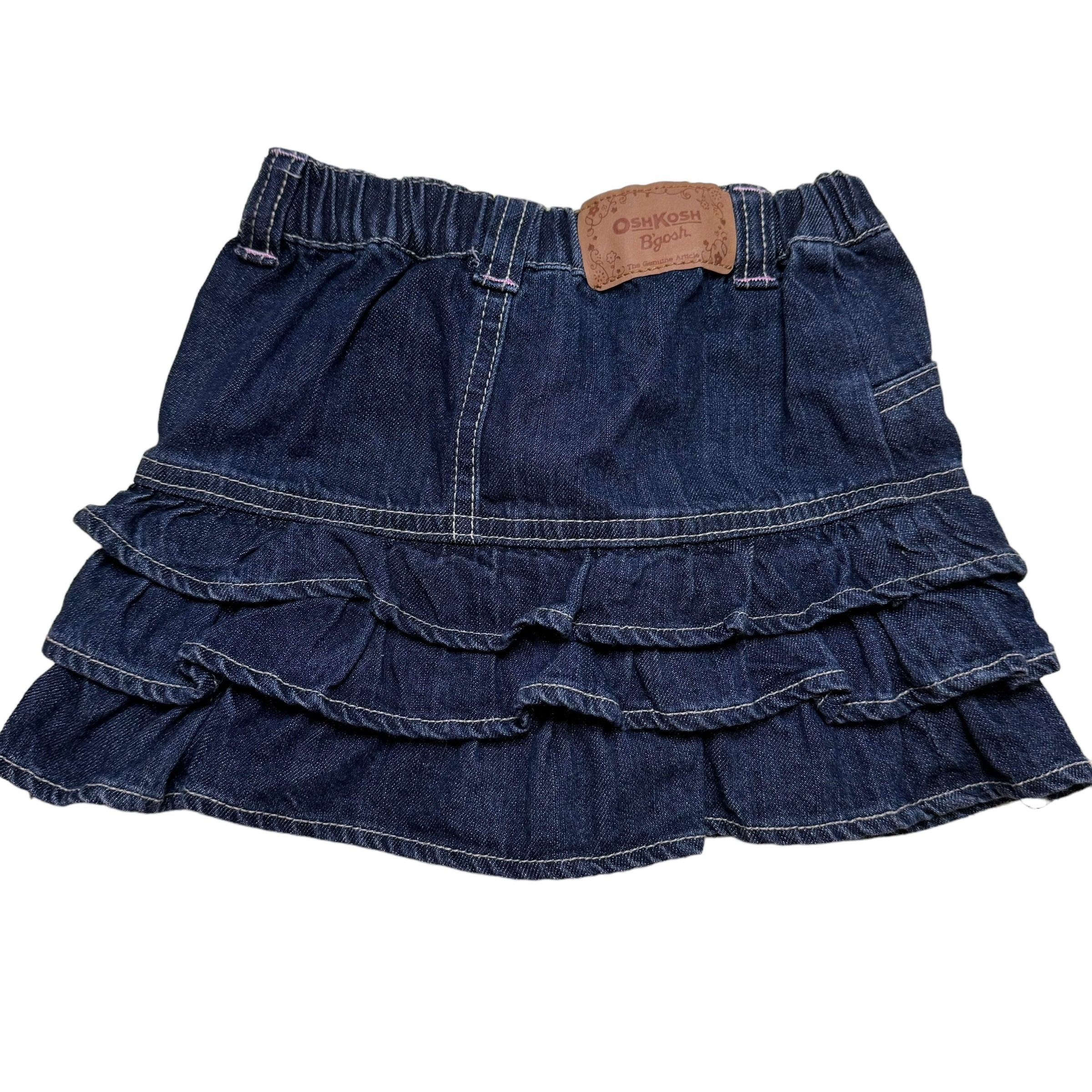 Oshkosh Tiered Denim Embroidered Skirt, Size 0