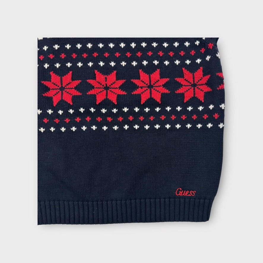 Guess Fair Isle Knitted Vest Navy, Size 7