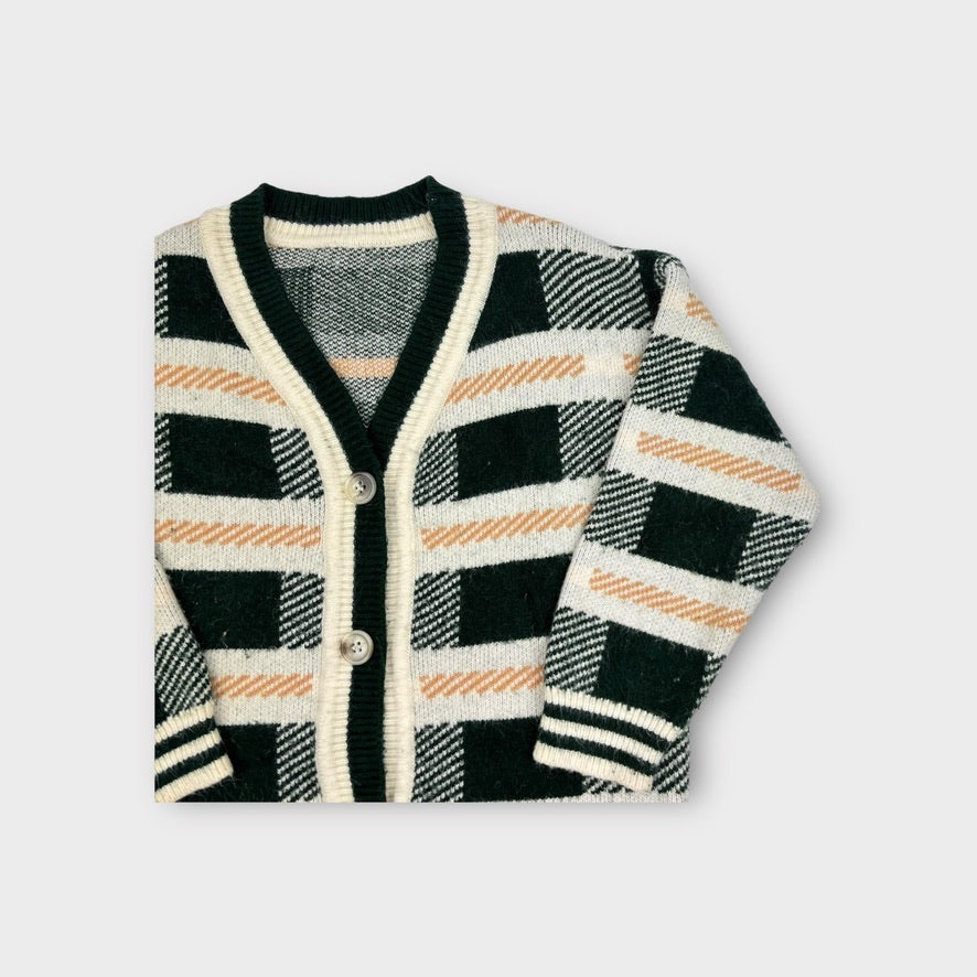 Checkered Knit Cardigan, Size 8