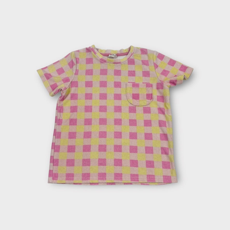 Milky Check Terry Towelling Top, Size 8