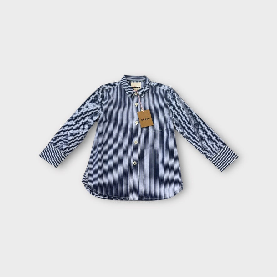 Mini Boden Blue Stripe Shirt, Size 3-4