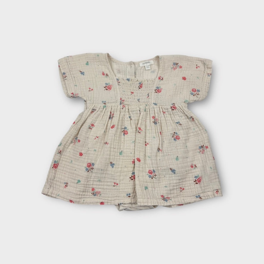 Purebaby Smocked Floral Dress, Size 1