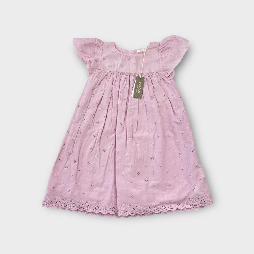Purebaby Lilac Broderie Dress, Size 3