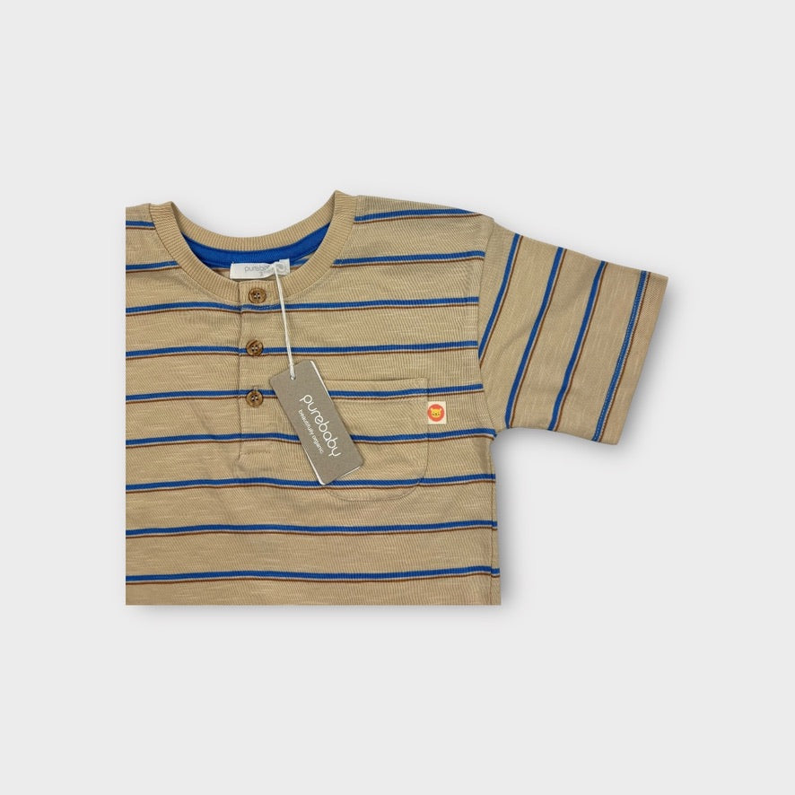 Purebaby Stripe Short Sleeve Top, Size 3