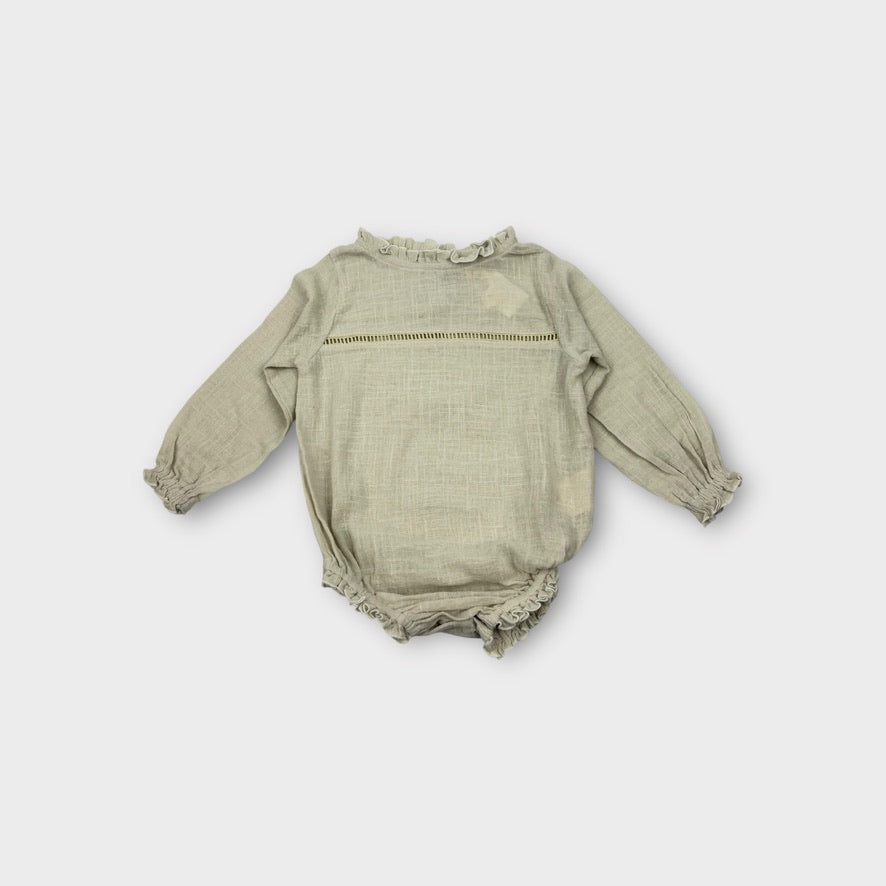 Illoura the Label Frill Linen Romper, Size 1