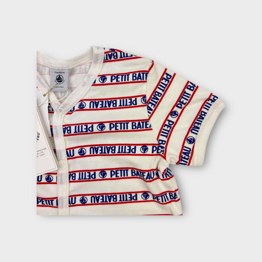 Petit Bateau Logo Onesie, Size 2