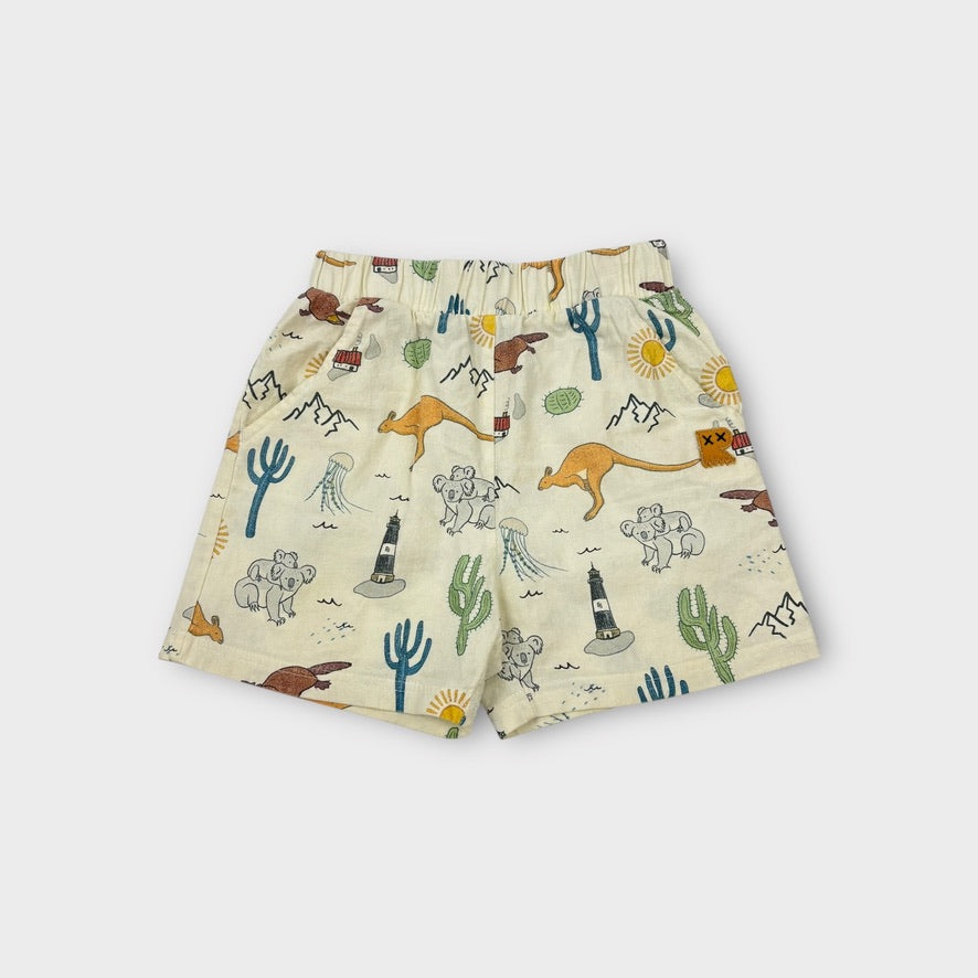 Rock Your Kid Australiana Print Shorts, Size 5