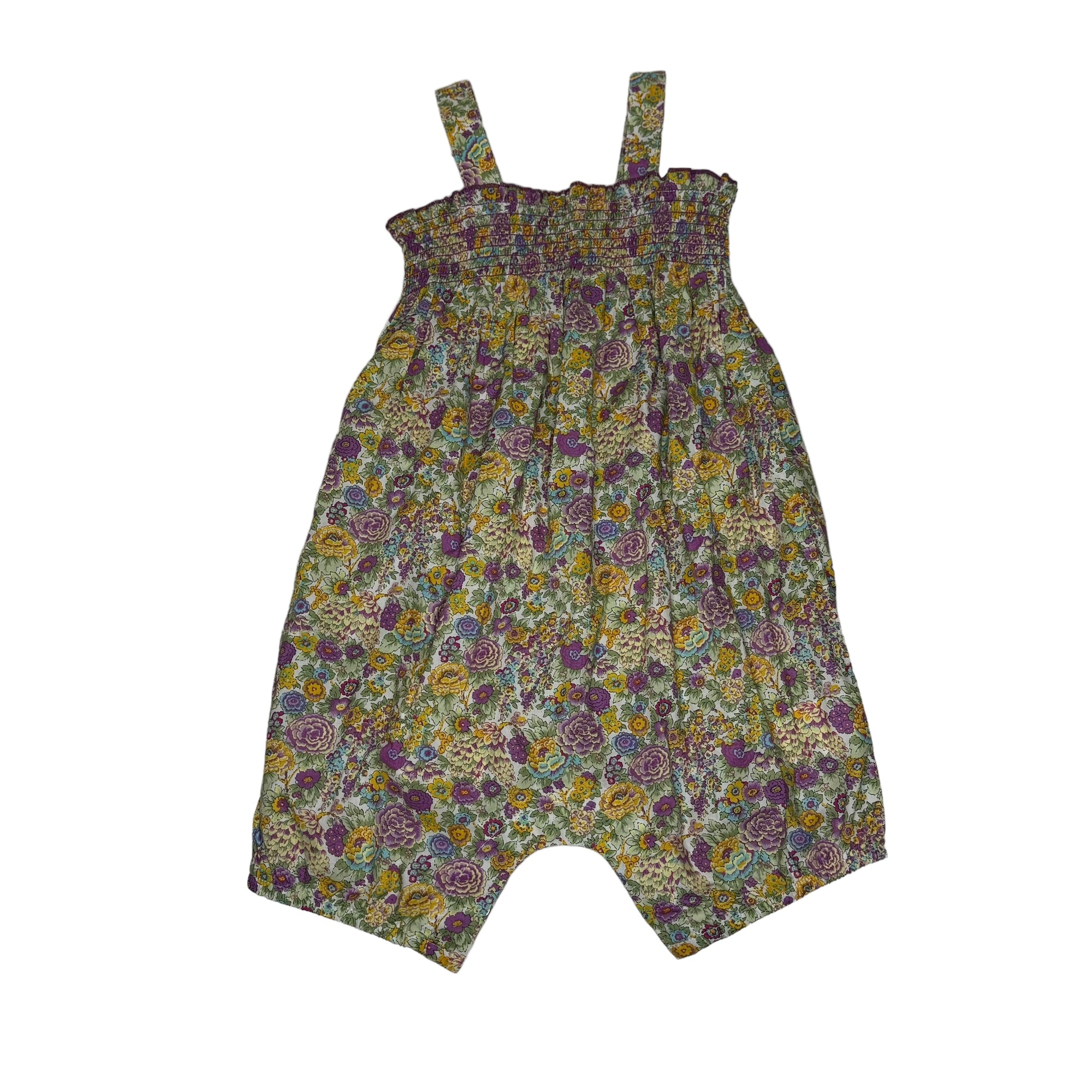 David Jones Gingham Smocked Romper + Hat Set, Size 2