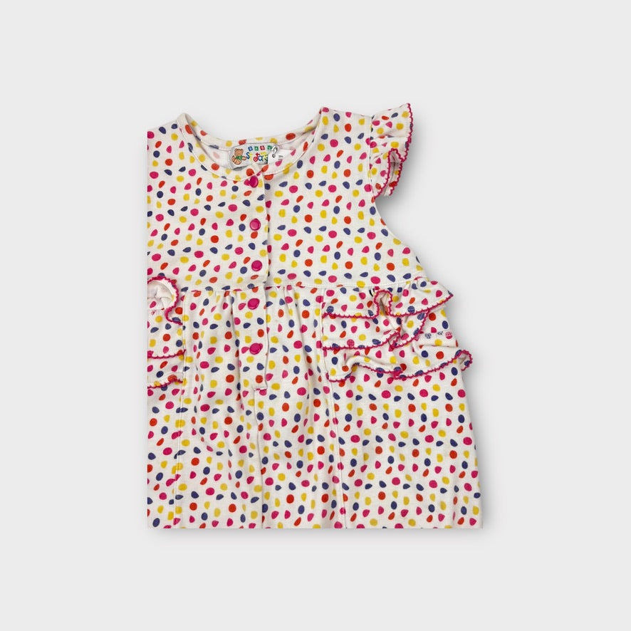 Vintage Polka Dot Frill Romper, Size 1