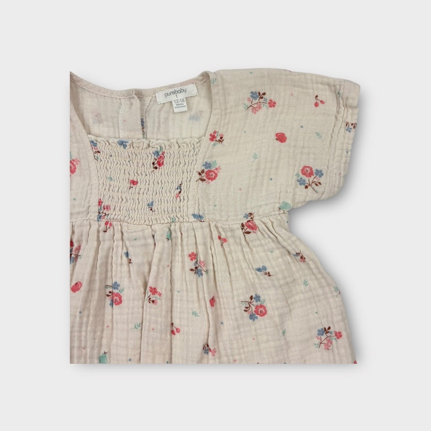 Purebaby Smocked Floral Dress, Size 1